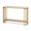 Console en métal doré avec plateau en verre trempé