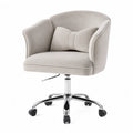 Chaise de bureau pivotante en velours gris et métal chromé