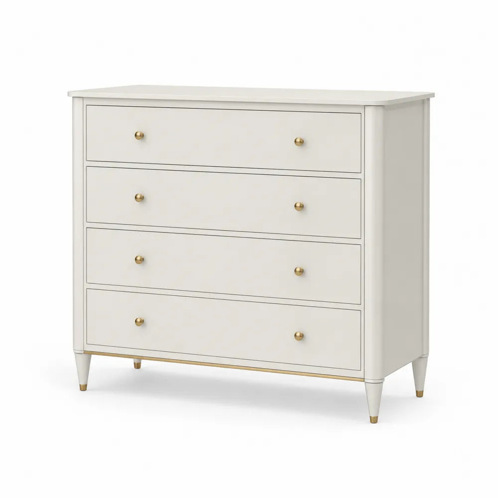 Commode à 4 tiroirs en bois et métal blanc