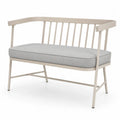 Banc en métal beige avec coussin en tissu gris 120 cm