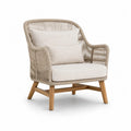 Fauteuil en bois de teck avec corde synthétique et coussins polyester