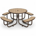 Table ronde extérieure en métal et bois composite avec bancs