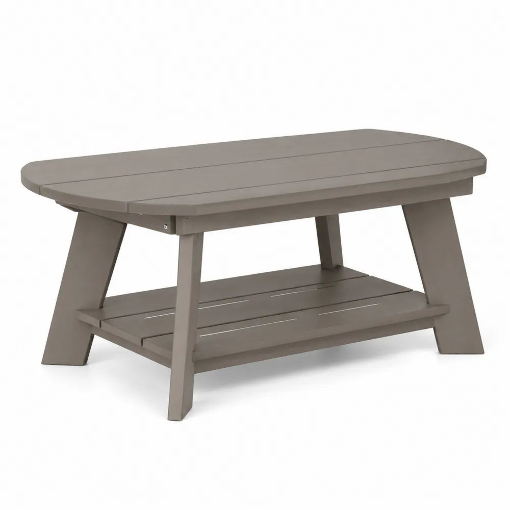 Table basse en aluminium taupe avec étagère 120x60x45 cm