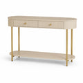 Console ovale en bois MDF et métal doré avec tiroirs 120x40x80cm