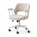 Chaise pivotante en tissu beige avec base en métal