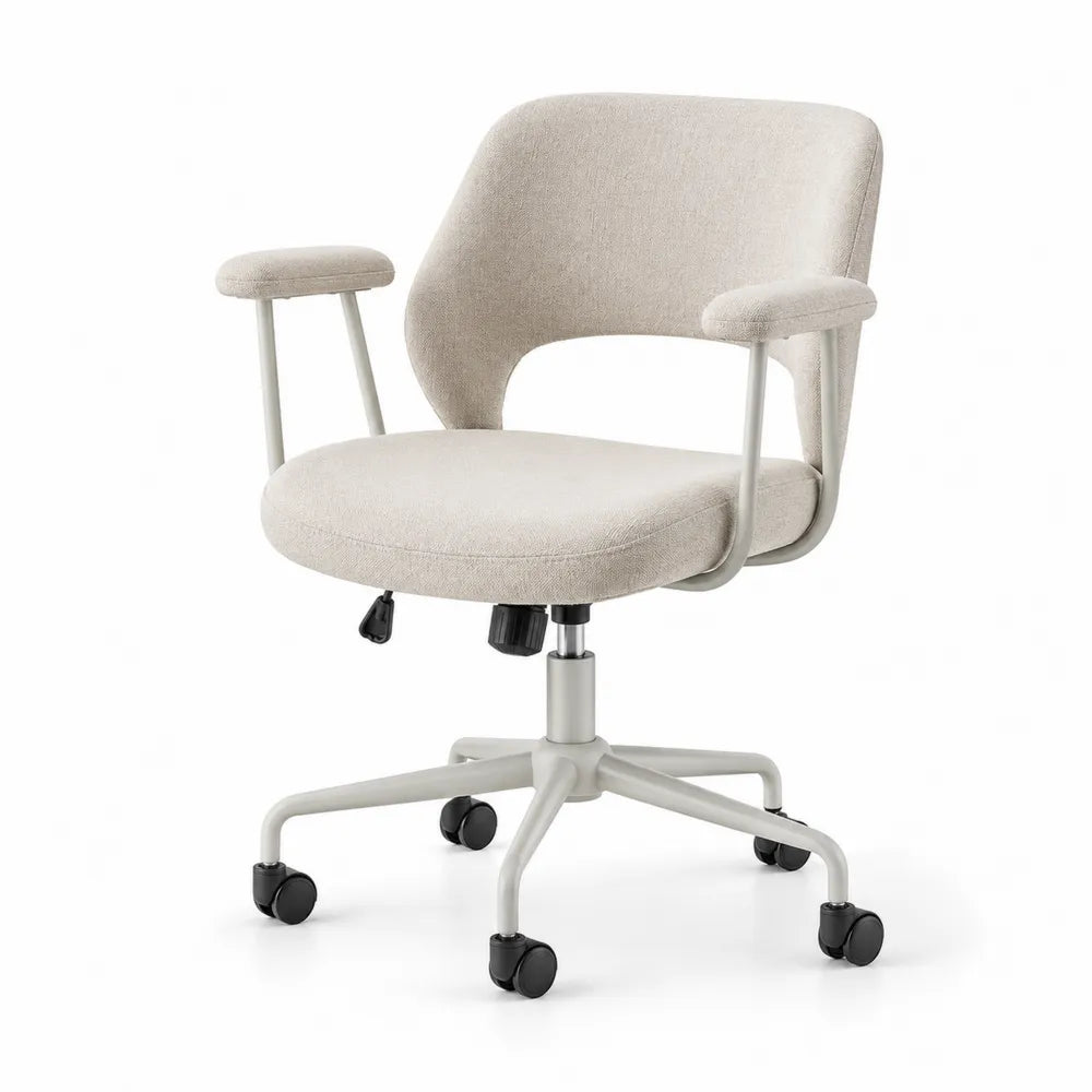 Chaise pivotante en tissu beige avec base en métal