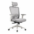 Chaise de bureau en tissu et maille gris avec appui-tête