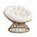 Chaise Papasan rotative en rotin et coussin en polyester beige