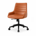 Chaise pivotante en cuir synthétique marron avec base en métal noir