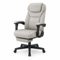 Chaise de bureau en cuir synthétique gris avec repose-pieds