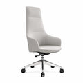 Chaise de bureau en cuir synthétique gris avec base en métal chromé