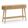 Console en bois de chêne naturel avec tiroir de rangement 120x30x80 cm