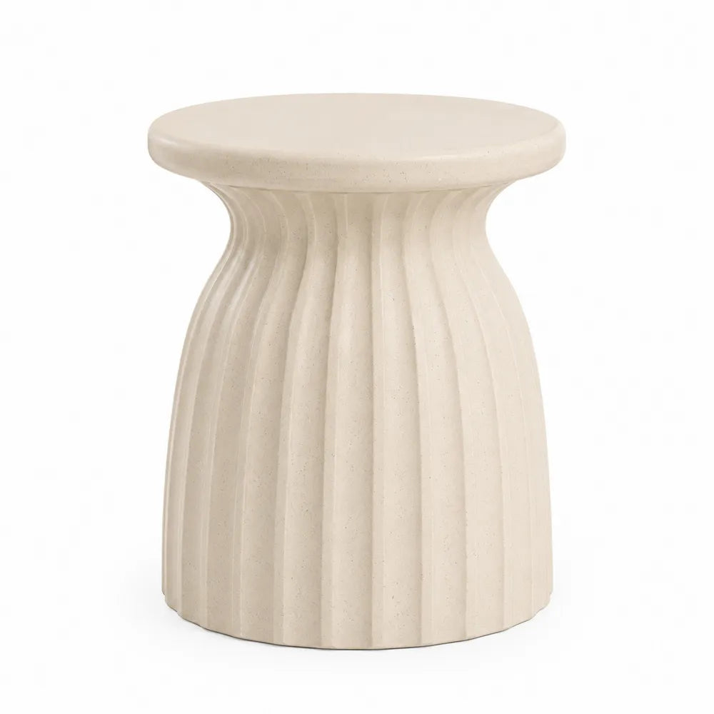 Table ronde en résine beige d'extérieur 38 cm x 45 cm