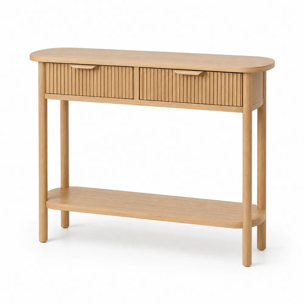 Console en bois de chêne avec deux tiroirs 110 cm