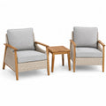 Ensemble de fauteuils en bois avec table en résine tressée gris clair