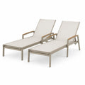 Chaises longues de jardin en aluminium et textilène beige (Lot de 2)