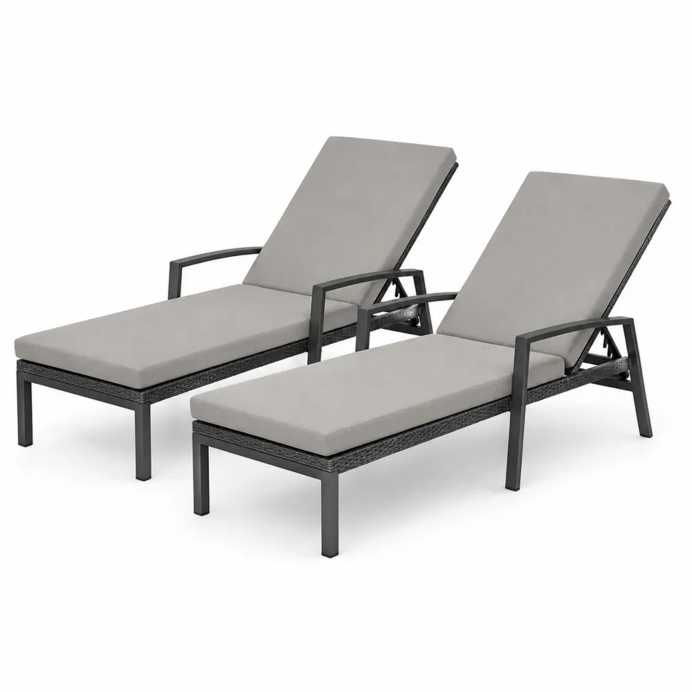 Lot de 2 chaises longues réglables aluminium et résine gris